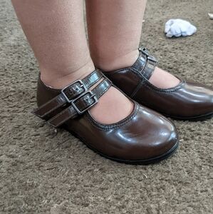 Brown Double Strap Kids Shoes